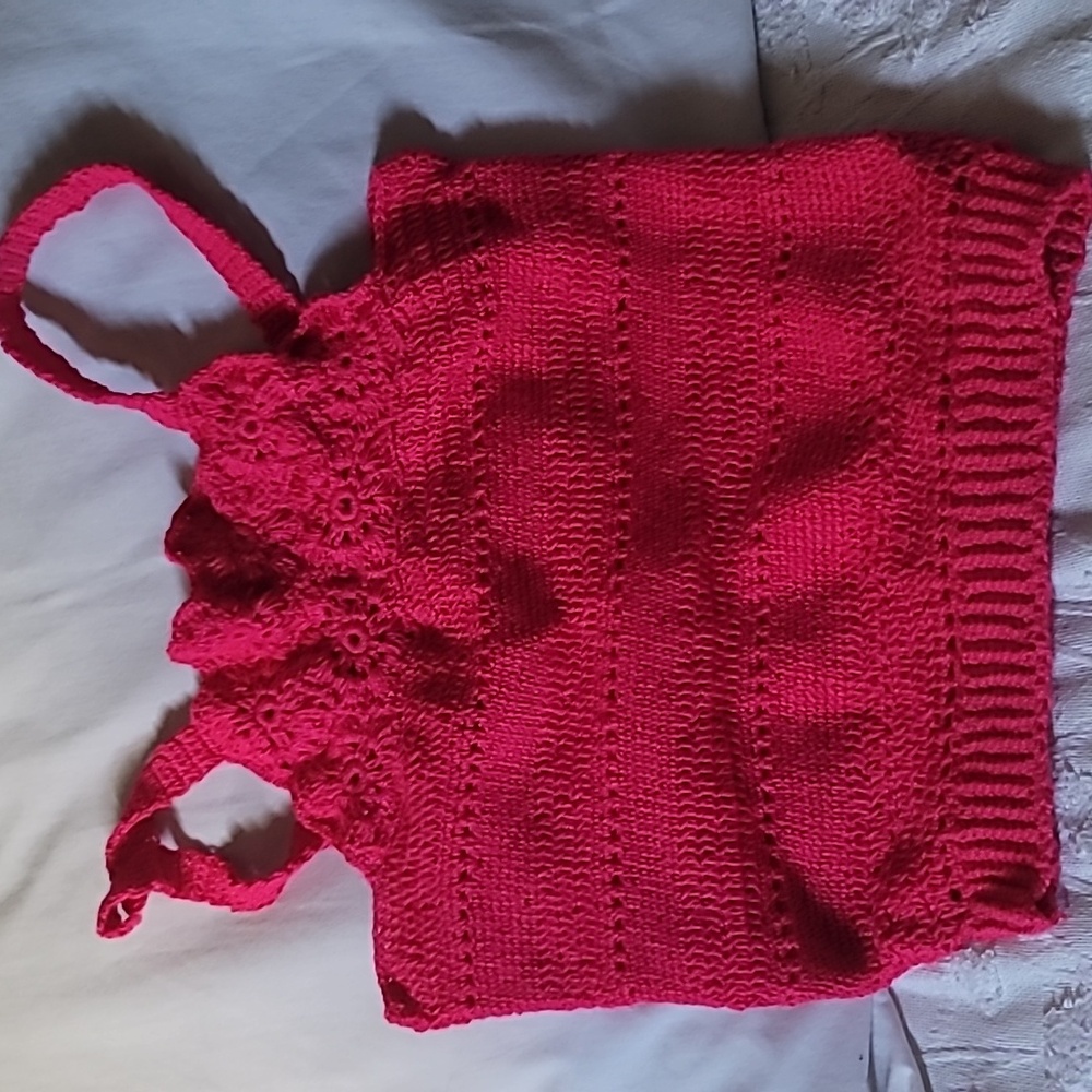 Red Crochet Tank Top